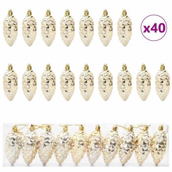 Weihnachts-Tannenzapfen Ball 40 stk. Gold 4 x 9 cm Kunststoff