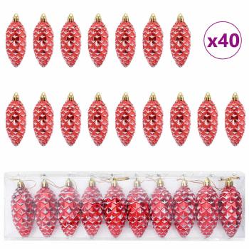 Weihnachts-Tannenzapfen Ball 40 stk. Rot 4 x 9 cm Kunststoff