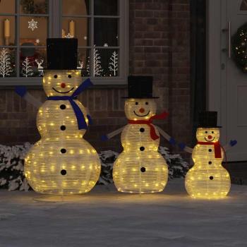 ARDEBO.de - Weihnachts-Schneemann Familie 3 stk. Warmes Weiß 55 x 122 cm