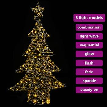 Weihnachtsbaum mit 120 LEDs Warmweiß 150 cm Rattan