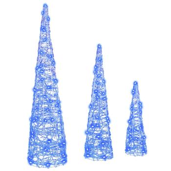 Weihnachtsbaum 3 stk. 90 LEDs Blau 20 x 20 x 80 cm Acryl