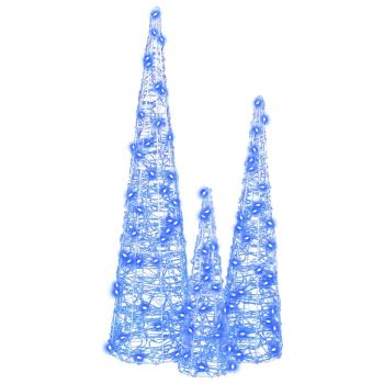 Weihnachtsbaum 3 stk. 90 LEDs Blau 20 x 20 x 80 cm Acryl