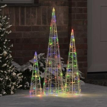 ARDEBO.de - Weihnachtsbaum 3 Stk. Mehrfarbig 20 x 20 x 80 cm Acryl 90 LEDs