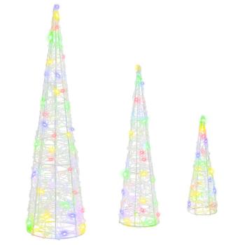 Weihnachtsbaum 3 Stk. Mehrfarbig 20 x 20 x 80 cm Acryl 90 LEDs