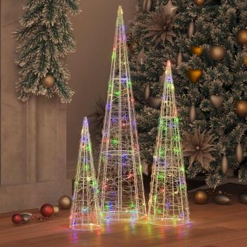 Weihnachtsbaum 3 Stk. Mehrfarbig 20 x 20 x 80 cm Acryl 90 LEDs
