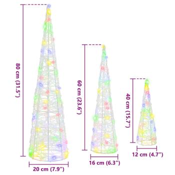 Weihnachtsbaum 3 Stk. Mehrfarbig 20 x 20 x 80 cm Acryl 90 LEDs