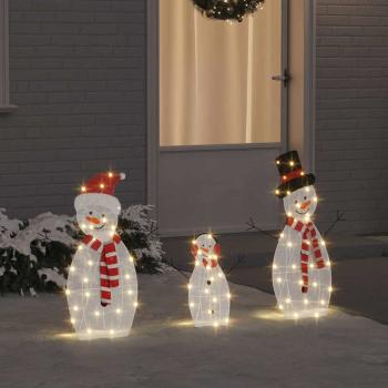 ARDEBO.de - Beleuchtete Schneemann Familie 3 Stk. Warmes Weiß 56 x 80 cm
