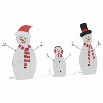 Beleuchtete Schneemann Familie 3 Stk. Warmes Weiß 56 x 80 cm