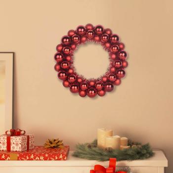ARDEBO.de - Weihnachtsballkränze 2 Stk. Rot 33 x 33 x 7 cm Polystyrol LEDs