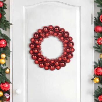 Weihnachtsballkränze 2 Stk. Rot 33 x 33 x 7 cm Polystyrol LEDs