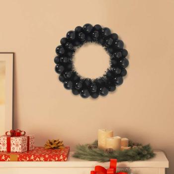 ARDEBO.de - Weihnachtsballkränze 2 stk. Schwarz 33 x 33 x 7 cm Polystyrol