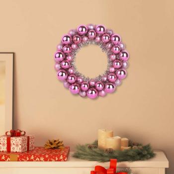 ARDEBO.de - Weihnachtsballkränze 2 Stk. Rosa 33 x 33 x 7 cm Polystyrol LEDs