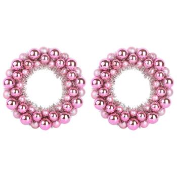 Weihnachtsballkränze 2 Stk. Rosa 33 x 33 x 7 cm Polystyrol LEDs