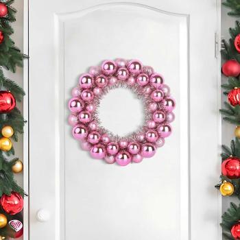 Weihnachtsballkränze 2 Stk. Rosa 33 x 33 x 7 cm Polystyrol LEDs