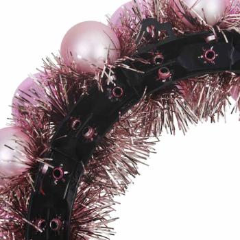 Weihnachtsballkränze 2 Stk. Rosa 33 x 33 x 7 cm Polystyrol LEDs