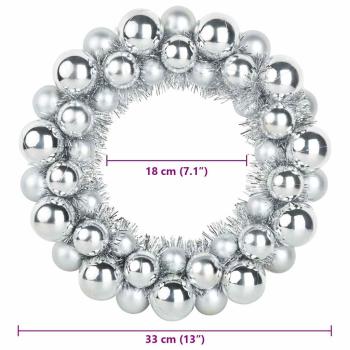 Weihnachtsballkränze 2 Stk. Silber 33 x 33 x 7 cm Polystyrol