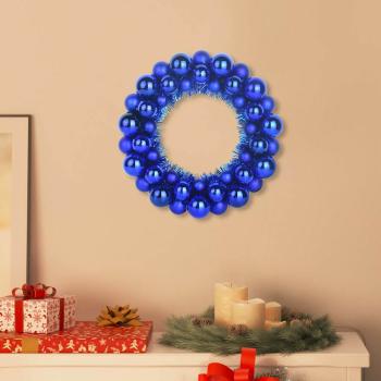 ARDEBO.de - Weihnachtsballkränze 2 Stk. Blau 33 x 33 x 7 cm Polystyrol LEDs