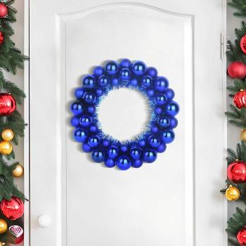 Weihnachtsballkränze 2 Stk. Blau 33 x 33 x 7 cm Polystyrol LEDs