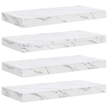 Wandregal 4 stk. Weiß Marmor 50 x 23,5 x 3,8 cm Holzwerkstoff