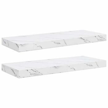 Wandregal 2 stk. Weiß Marmor 60 x 23,5 x 3,8 cm Holzwerkstoff