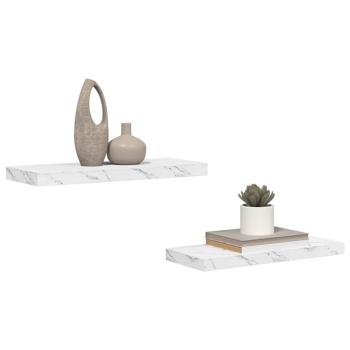 Wandregal 2 stk. Weiß Marmor 60 x 23,5 x 3,8 cm Holzwerkstoff
