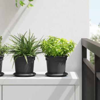 ARDEBO.de - Runder Blumentopf 24 stk. Schwarz Ø 15 x 12 cm Kunststoff