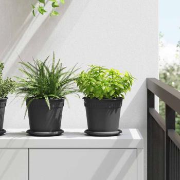 ARDEBO.de - Runder Blumentopf 24 stk. Schwarz Ø 19 x 16 cm Kunststoff