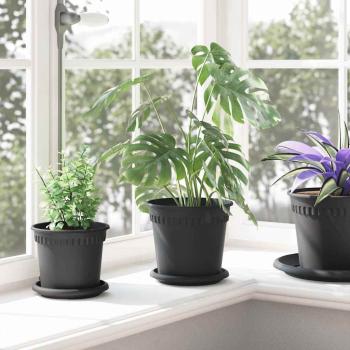 Runder Blumentopf 24 stk. Schwarz Ø 19 x 16 cm Kunststoff