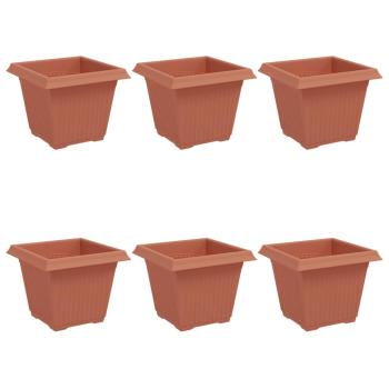Quadratischer Blumentopf 6 Stk. Ziegelrot 20 x 20 x 16 cm