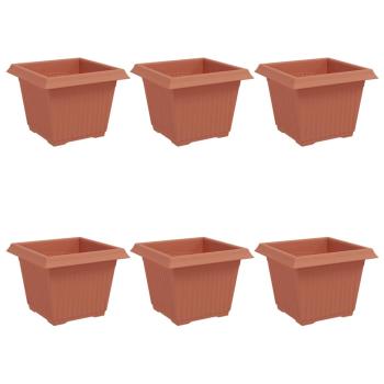 Quadratischer Blumentopf 6 stk. Ziegelrot 23 x 23 x 17,5 cm
