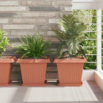 ARDEBO.de - Quadratischer Blumentopf 6 Stk. Ziegelrot 33 x 33 x 26 cm