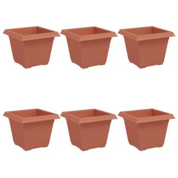 Quadratischer Blumentopf 6 Stk. Ziegelrot 33 x 33 x 26 cm