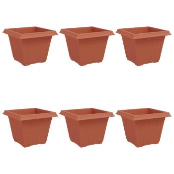 Quadratischer Blumentopf 6 Stk. Ziegelrot 43 x 43 x 33,5 cm