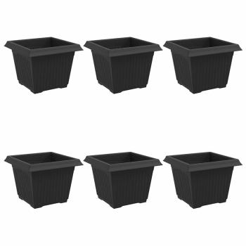 Quadratischer Blumentopf 6 stk. Schwarz 23 x 23 x 17,5 cm