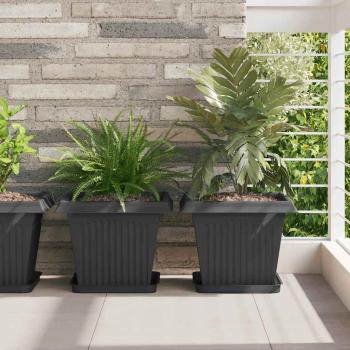 ARDEBO.de - Quadratischer Blumentopf 6 stk. Schwarz 33 x 33 x 26 cm