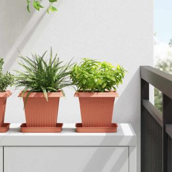 ARDEBO.de - Quadratischer Blumentopf 24 stk. Ziegelrot 16 x 16 x 14 cm