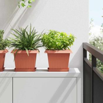 ARDEBO.de - Quadratischer Blumentopf 24 stk. Ziegelrot 23 x 23 x 17,5 cm