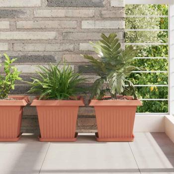 ARDEBO.de - Quadratischer Blumentopf 24 Stk. Ziegelrot 28,5 x 28,5 x 22 cm