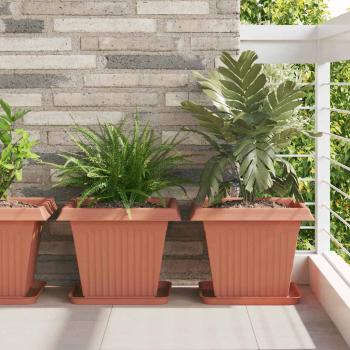 ARDEBO.de - Quadratischer Blumentopf 24 Stk. Ziegelrot 38 x 38 x 30 cm