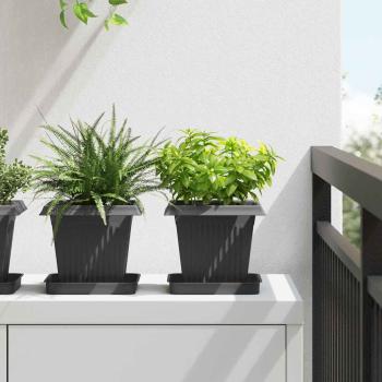 ARDEBO.de - Quadratischer Blumentopf 24 stk. Schwarz 16 x 16 x 14 cm
