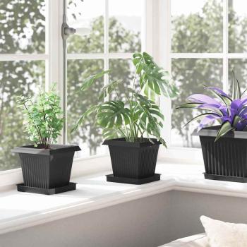 Quadratischer Blumentopf 24 stk. Schwarz 16 x 16 x 14 cm