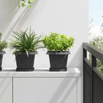 ARDEBO.de - Quadratischer Blumentopf 24 stk. Schwarz 20 x 20 x 16 cm