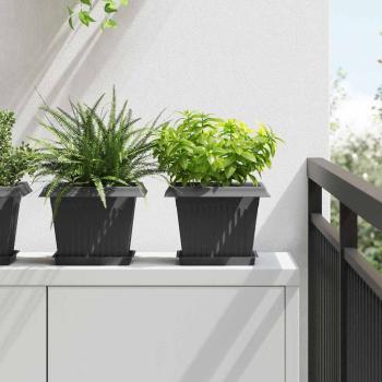 ARDEBO.de - Quadratischer Blumentopf 24 stk. Schwarz 23 x 23 x 17,5 cm