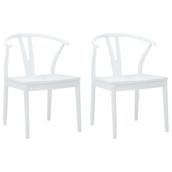 Esszimmerstuhl 2 Stk. Massives Gummiholz Weiß und Weiß