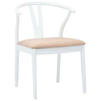 Esszimmerstuhl 2 Stk. Massives Gummiholz Weiß und Braun