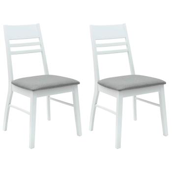 Esszimmerstühle 2 Stk. Massives Gummiholz Weiß 43 x 54 x 89 cm