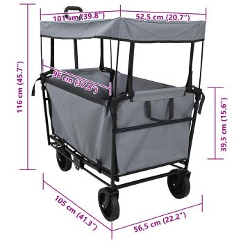Klapp-Handwagen Grau 105 x 56,5 x 116 cm Oxford-Stoff