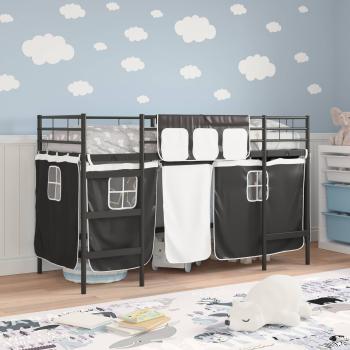 Etagenbett für Kinder mit Vorhängen Uni Schwarz 75 x 190 cm