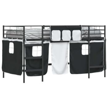 Etagenbett für Kinder mit Vorhängen Uni Schwarz 100 x 200 cm