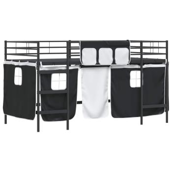 Etagenbett für Kinder mit Vorhängen Uni Schwarz 100 x 200 cm